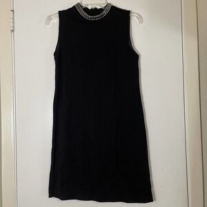 Adrienne Vittadini black sleeveless jeweled collar cocktail mini dress size US 2